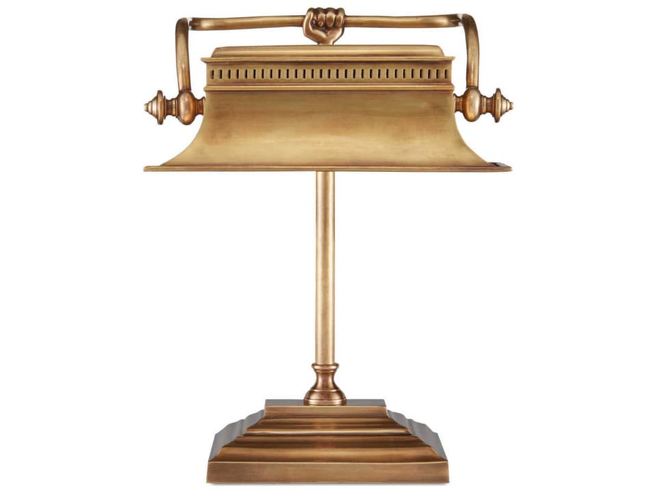 Currey and Company Malvasia 1-Light Desk Lamp in Vintage Brass with Antique Brass Shade