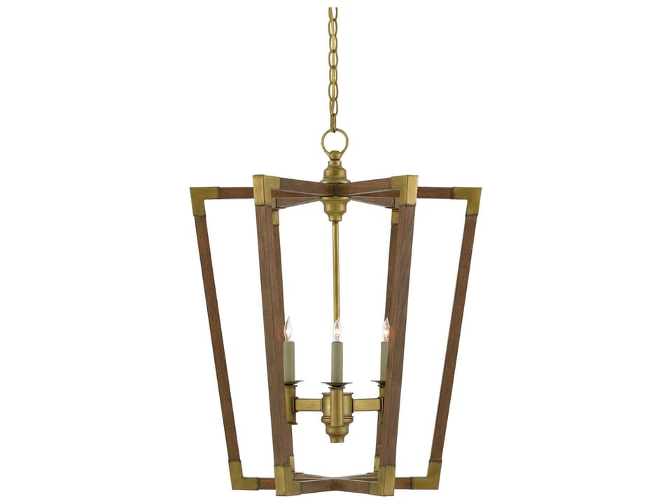 Currey and Company 3-Light Bastian Chandelier in Chestnut and Brass