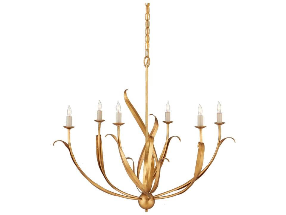 Currey and Company 6-Light Menefee Chandelier in Antique Gold Leaf