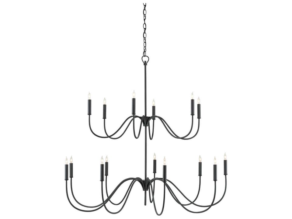 Currey and Company 15-Light Tirrell Medium Chandelier in Antique Black