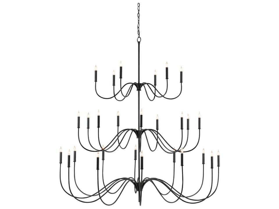 Currey and Company Tirrell 27-Light Chandelier in Antique Black