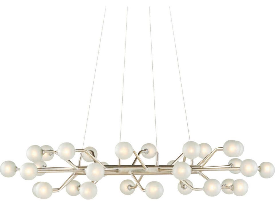 Currey and Company Chaldea 30-Light Contemporary Silver Leaf Chandelier