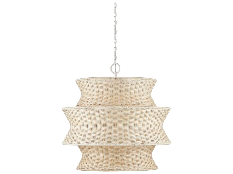 Currey and Company 9-Light Phebe Tiered Chandelier in Bleached Natural and Vanilla