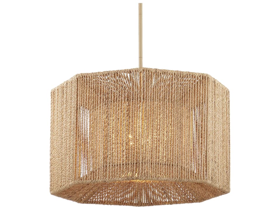 Currey and Company 4-Light Mereworth Chandelier in Natural Abaca Rope and Wrought Iron