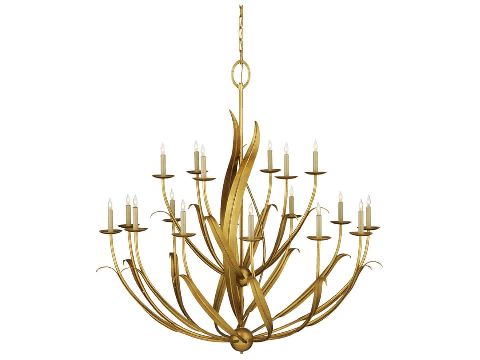 Currey and Company 18-Light Menefee Chandelier in Antique Gold Leaf
