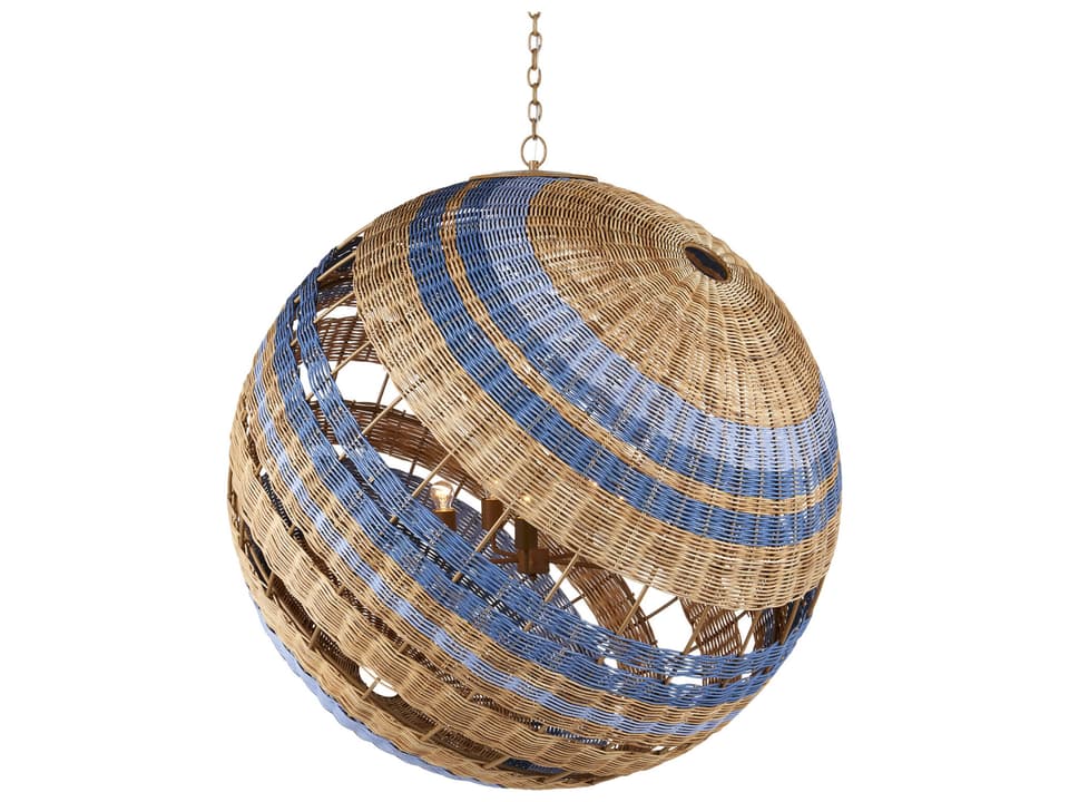 Currey and Company Senjyo 5-Light Tilted Orb Chandelier in Khaki Natural Cornflower Blue Bonnet