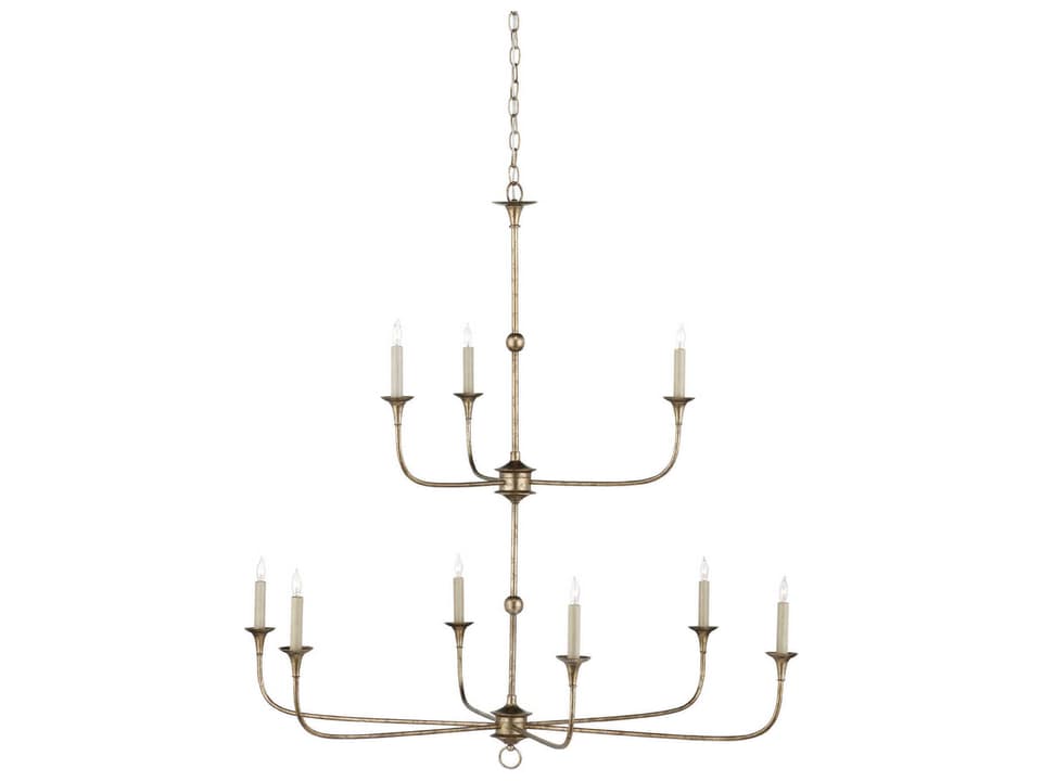 Currey and Company 9-Light Nottaway Two-Tier Chandelier in Pyrite Bronze