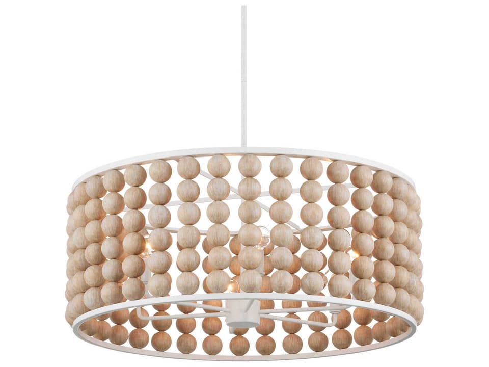 Currey and Company 6-Light Holcroft Chandelier in Sandstone and Sugar White