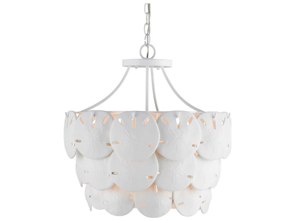 Currey and Company 3-Light Tulum Chandelier in Sugar White and White