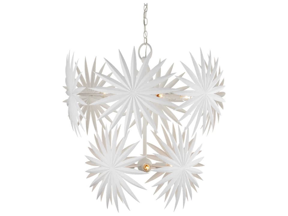 Currey and Company 10-Light Bismarkia Chandelier in Gesso White