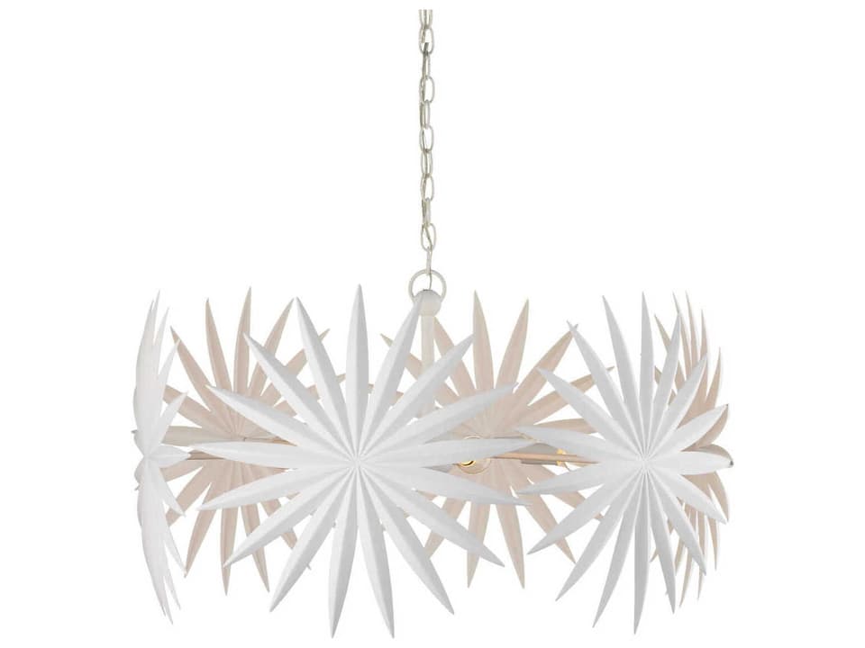 Currey and Company 6-Light Bismarkia Chandelier in Gesso White
