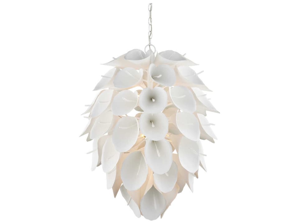 Currey and Company 9-Light Diego Chandelier in Gesso White Wrought Iron