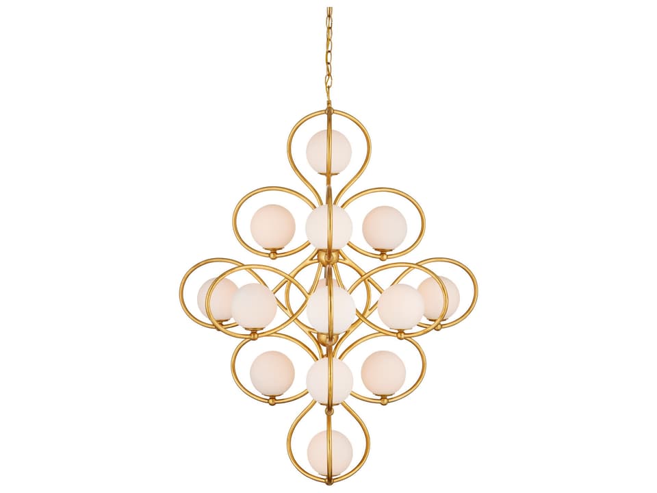 Currey and Company 14-Light Storrs Chandelier in Contemporary Gold Leaf