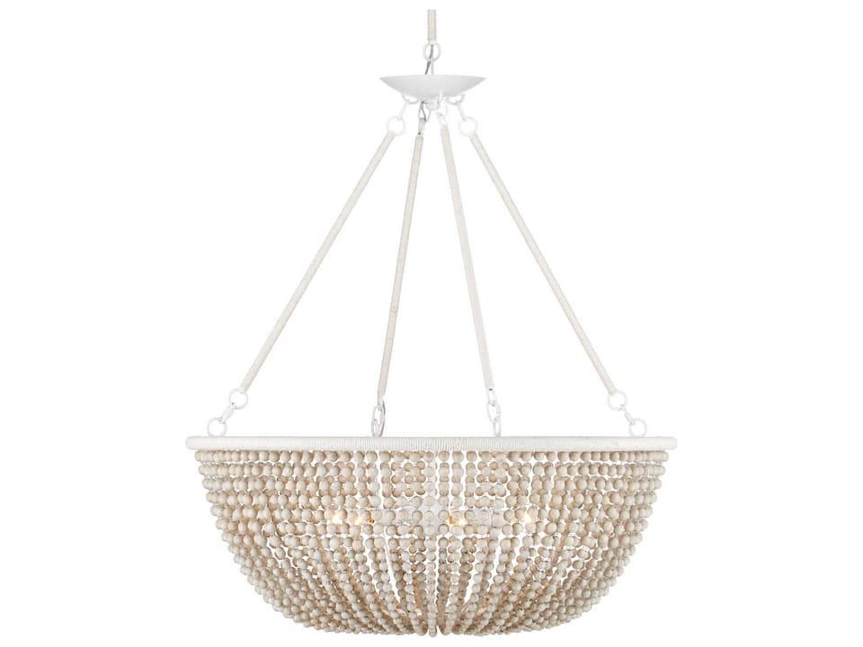 Currey and Company Wychwood 6-Light Chandelier in Sugar White and Sandstone