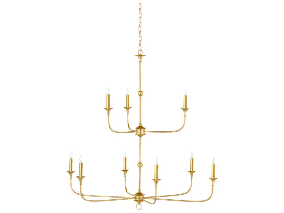 Currey and Company 9-Light Nottaway Chandelier in Contemporary Gold Leaf