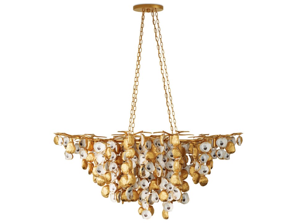 Currey and Company 14-Light Lucullan Chandelier in Contemporary Gold Leaf