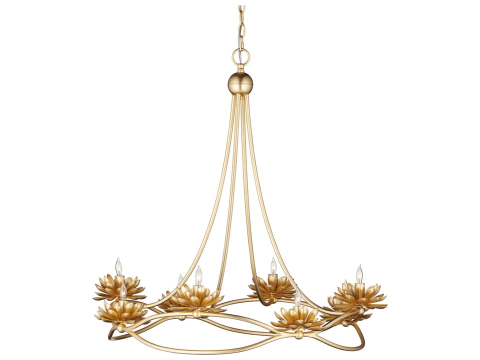 Currey and Company 8-Light Cyrene Chandelier in Gold Leaf