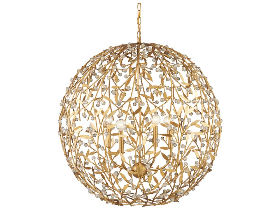 Currey and Company 4-Light Secret Garden Orb Chandelier in Contemporary Gold Leaf