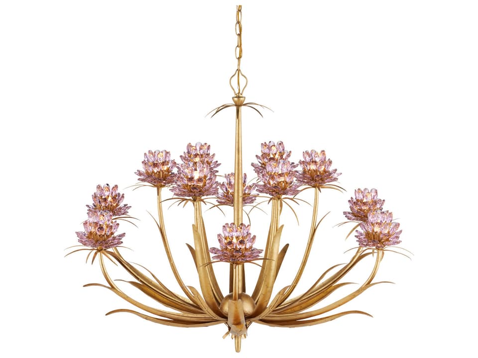 Currey and Company 12-Light Marilee LED Chandelier in Pink Dutch Gold Leaf