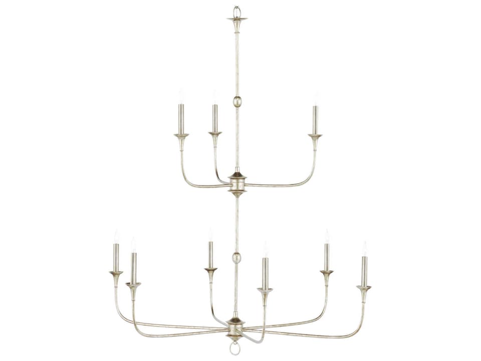 Currey and Company 9-Light Nottaway 2-Tier Chandelier in Champagne Finish