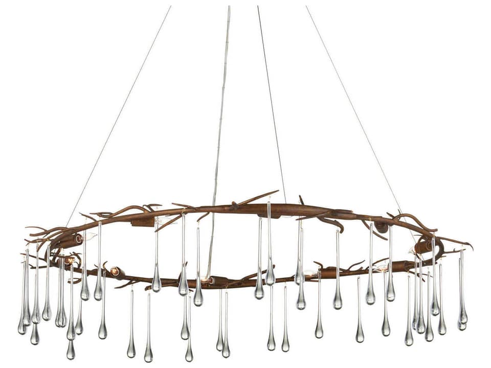 Currey and Company 10-Light Morning Grove Chandelier in Rhine Gold and Clear