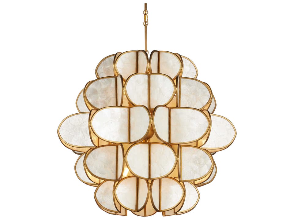 Currey and Company 9-Light Galatea Chandelier in Natural and Brass