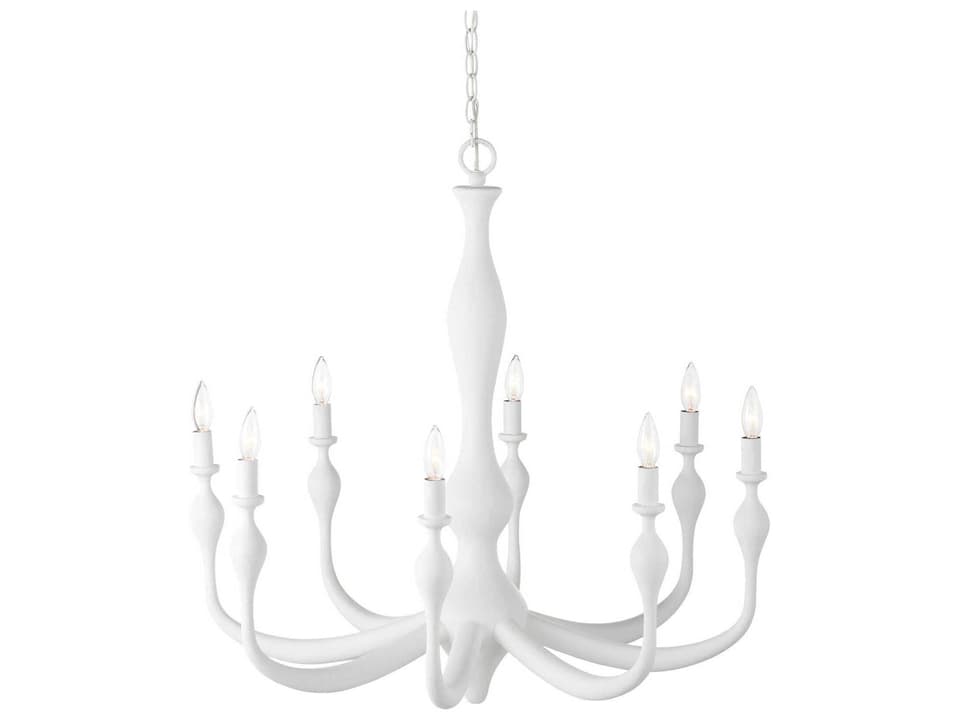 Currey and Company 8-Light Ludwig Chandelier in Gesso White