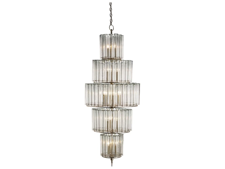 Currey and Company 18-Light Bevilacqua Chandelier in Silver Leaf