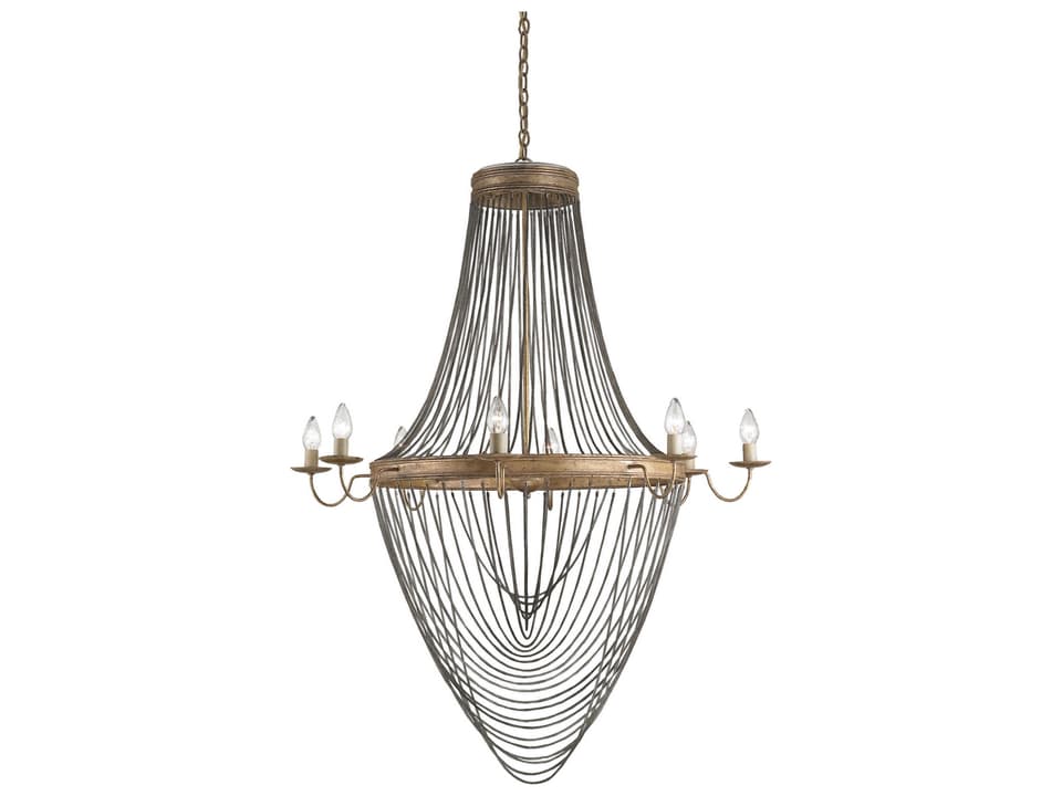 Currey and Company 8-Light Lucien Chandelier in French Gold Leaf
