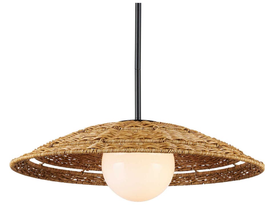 Currey and Company Barbary 1-Light Outdoor Pendant Light in Natural and Black