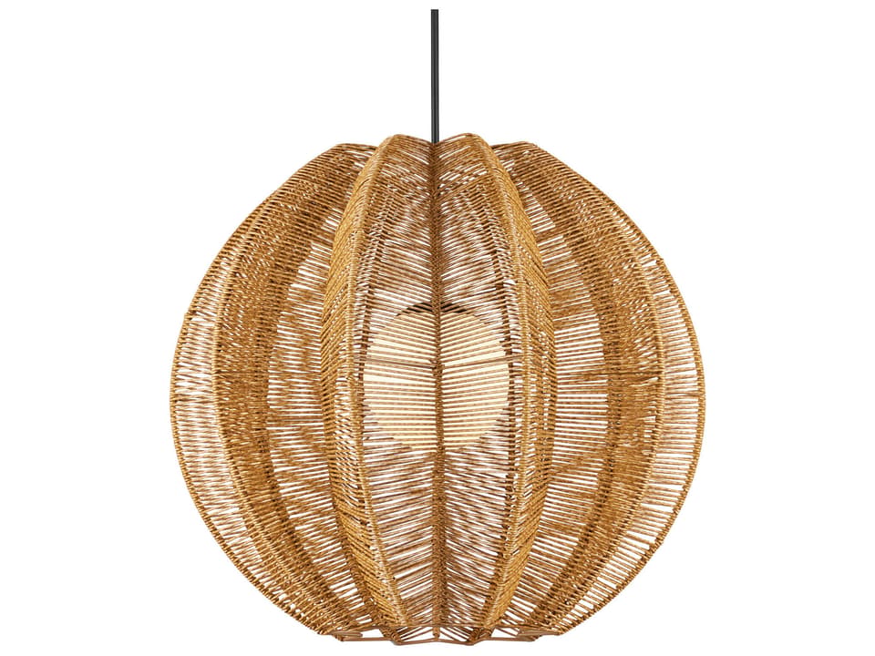 Currey and Company Barbary 1-Light Fluted Outdoor Pendant in Natural and Black