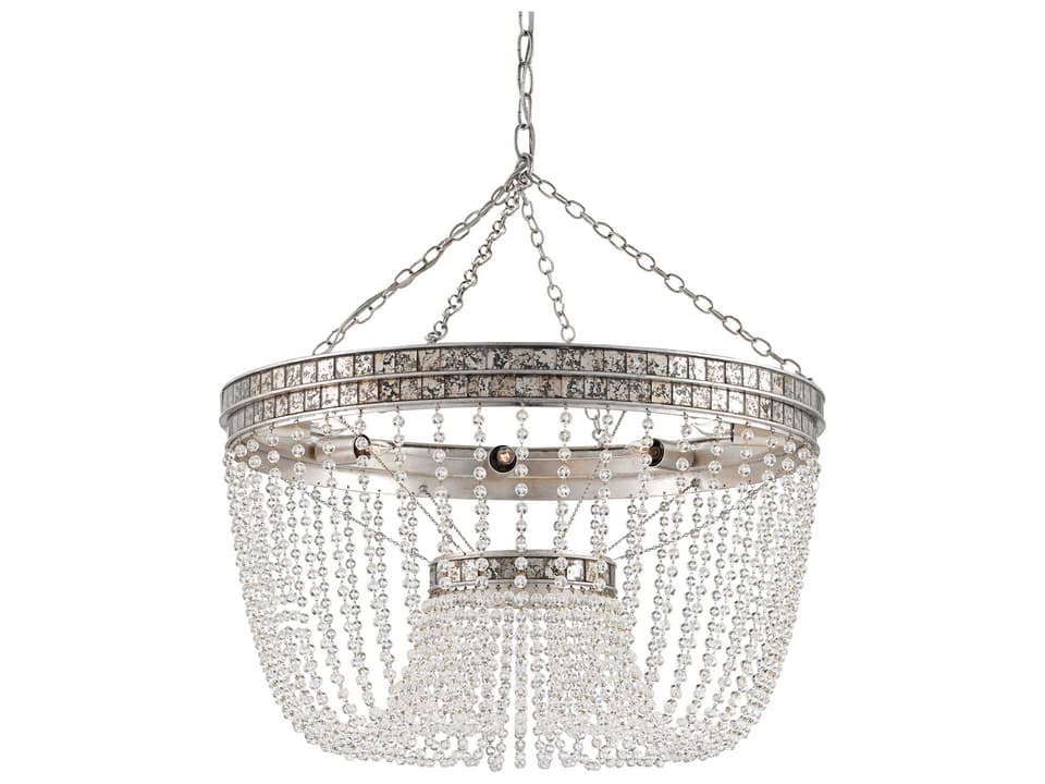 Currey and Company 8-Light Highbrow Chandelier in Distressed Silver Leaf