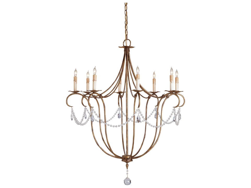 Currey and Company 8-Light Crystal Lights Chandelier in Rhine Gold