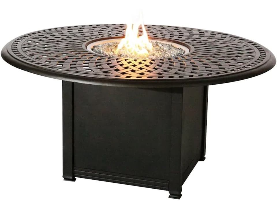 Series 60 Round Cast Aluminum Propane Fire Pit Dining Table Antique Bronze