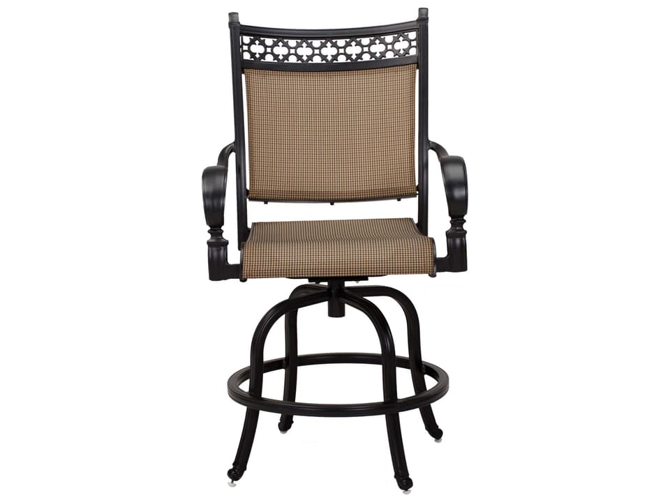 Mountain View Cast Aluminum Sling Counter Height Swivel Stool in Antique Bronze