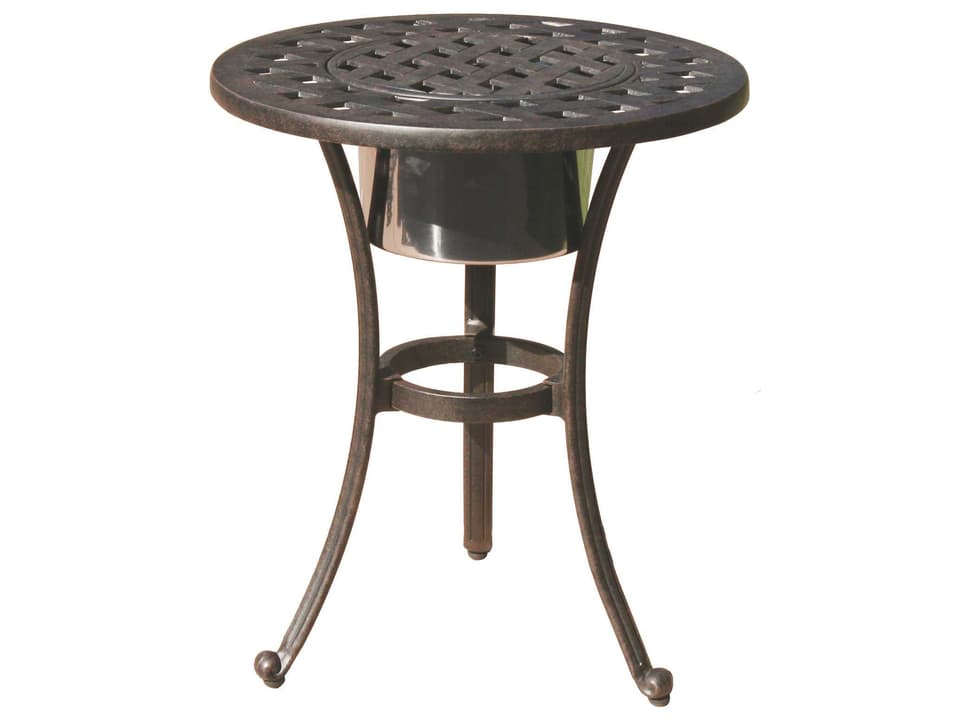 Darlee Series 30 21-Inch Round Cast Aluminum End Table with Ice Bucket