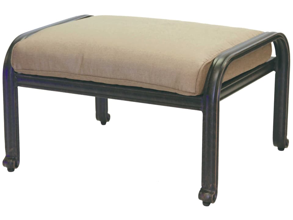 Nassau Cast Aluminum Ottoman with Cushion in Antique Bronze