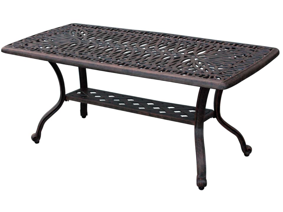 Elisabeth 42-Inch Rectangular Cast Aluminum Coffee Table in Antique Bronze