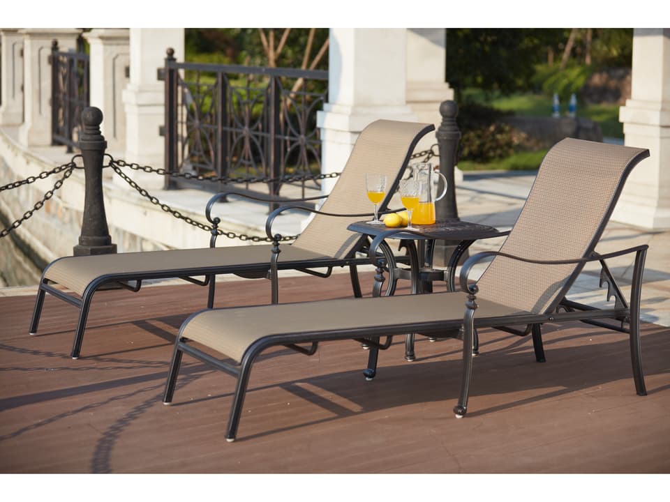 Mountain View 3-Piece Cast Aluminum Sling Lounge Set in Antique Bronze