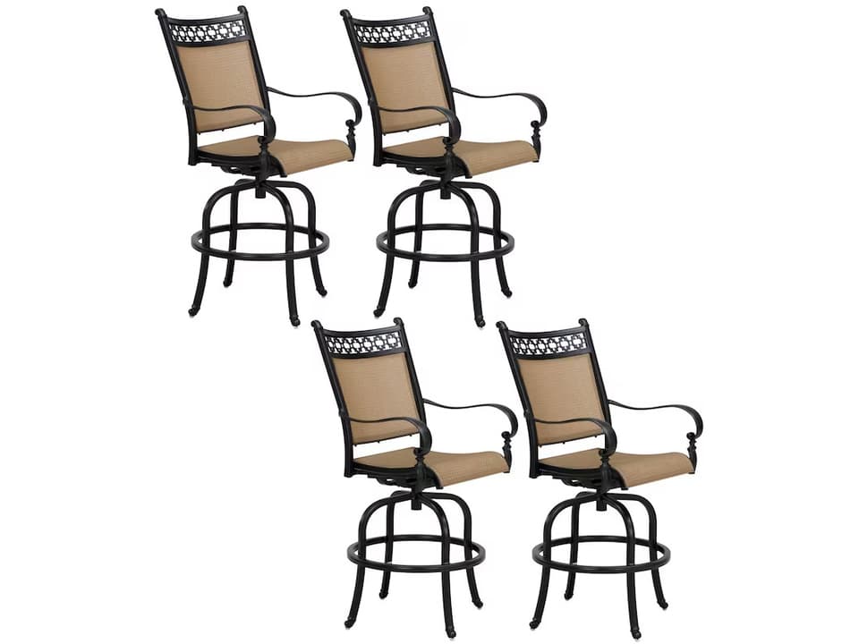 Mountain View 4-Piece Sling Swivel Counter Height Stool Set in Antique Bronze