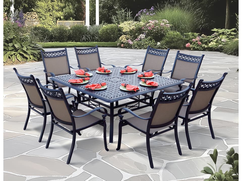 Mountain View Cast Aluminum 9-Piece Patio Dining Set