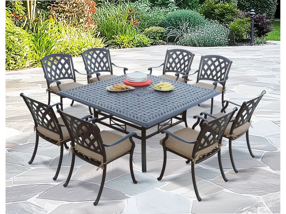 Ocean View Cast Aluminum 9-Piece Patio Dining Set