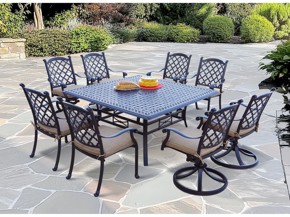 Madison Cast Aluminum 9-Piece Patio Dining Set