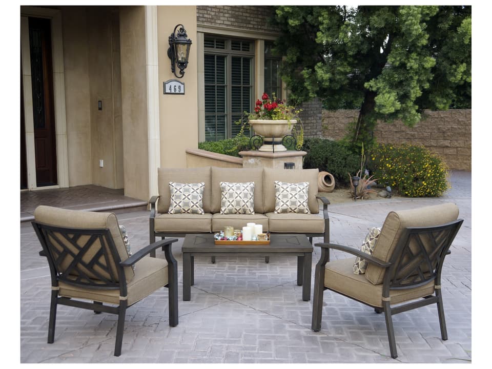 Brooklyn 4-Piece Cast Aluminum Outdoor Conversation Set in Multi Brown