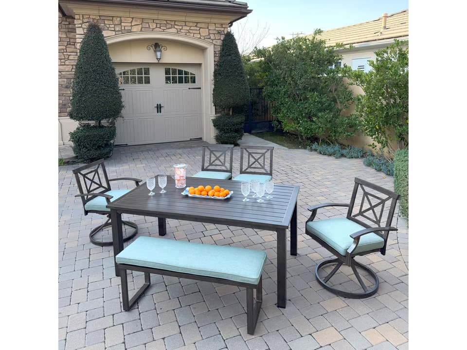 Darlee Atlantis 118-Inch Cast Aluminum Extension Dining Table in
