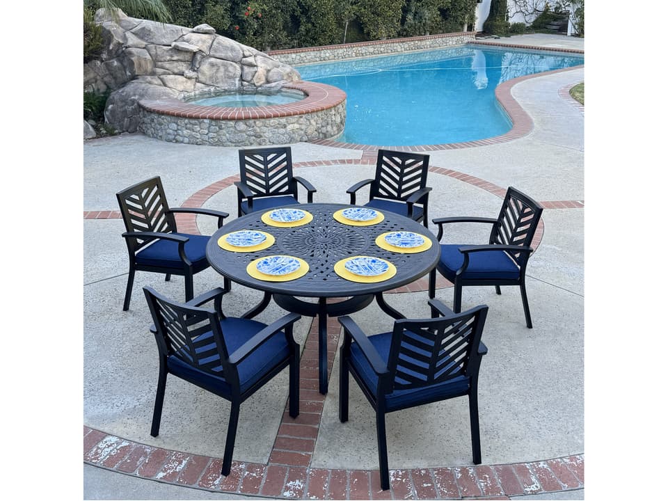 Palm Springs Antique Bronze Cast Aluminum Dining Set