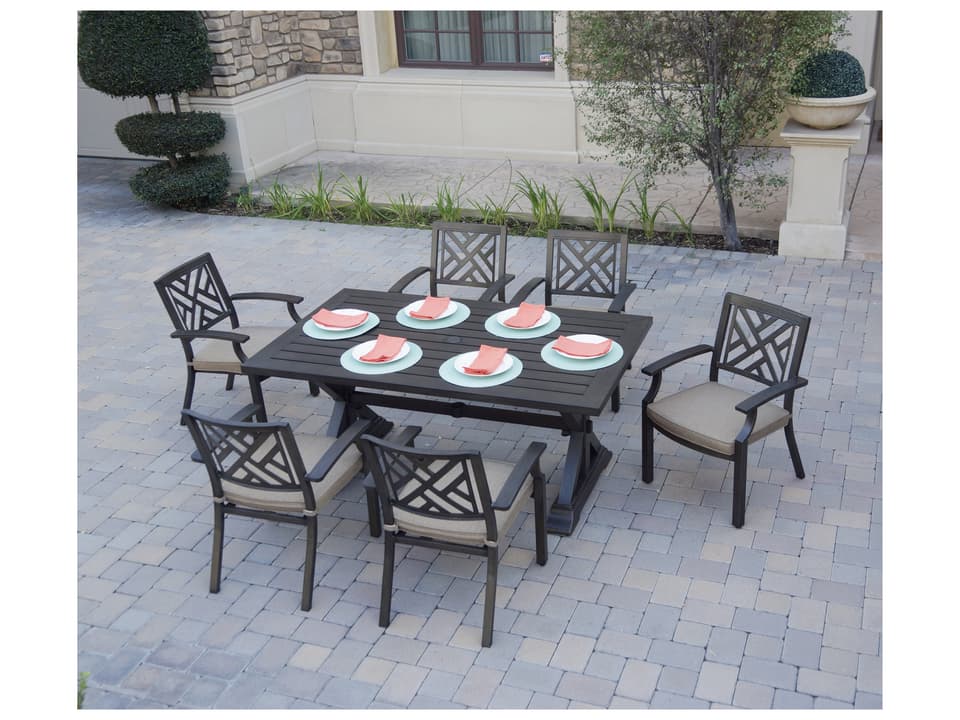 Brooklyn 7-Piece Aluminum Dining Set Multibrown Finish