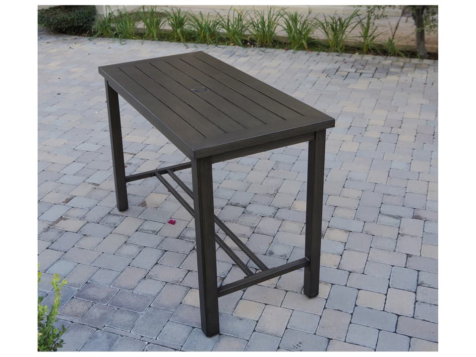 Brooklyn Rectangular Cast Aluminum Counter Table with Umbrella Hole