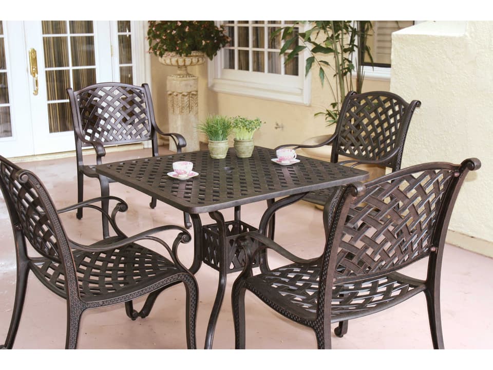 Darlee Nassau Cast Aluminum Dining Armchair in Antique Bronze