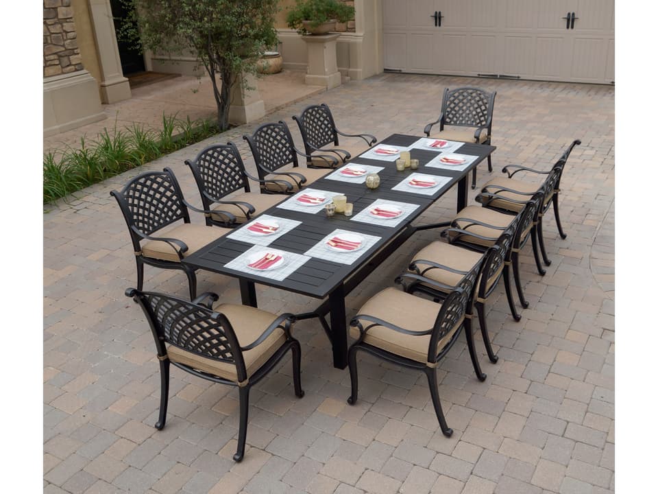 Nassau 11-Piece Cast Aluminum Extension Patio Dining Set Antique Bronze